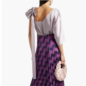 Valentino asymmetric bow detailed satin top